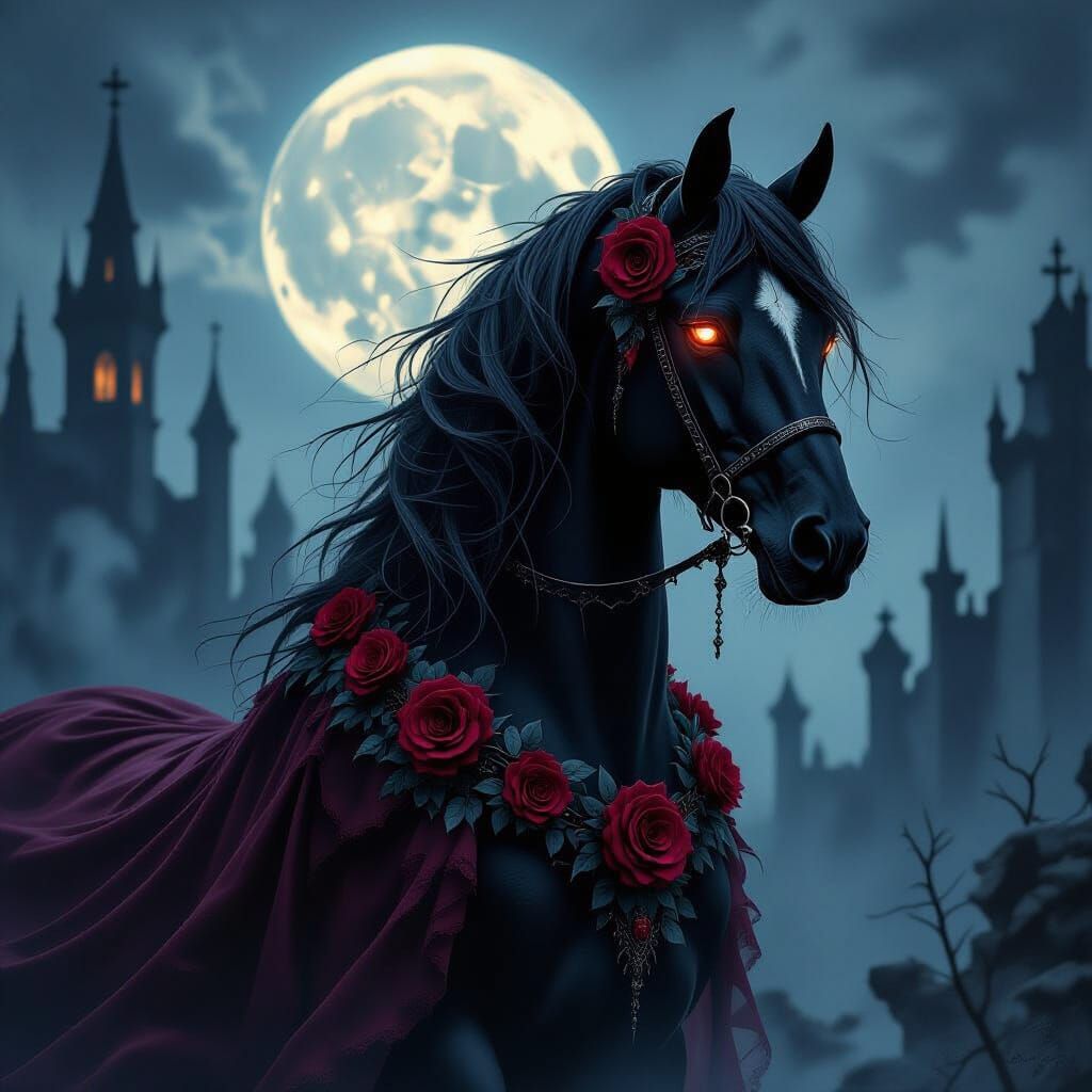 Gothic Halloween Horse with Spectral Aura