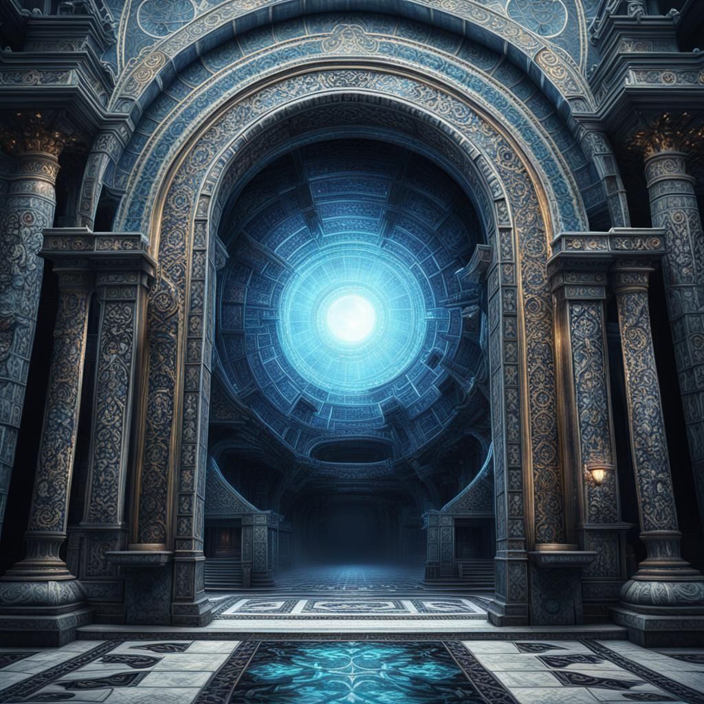 Ominous Tile Portal in Epic Cinematic Style
