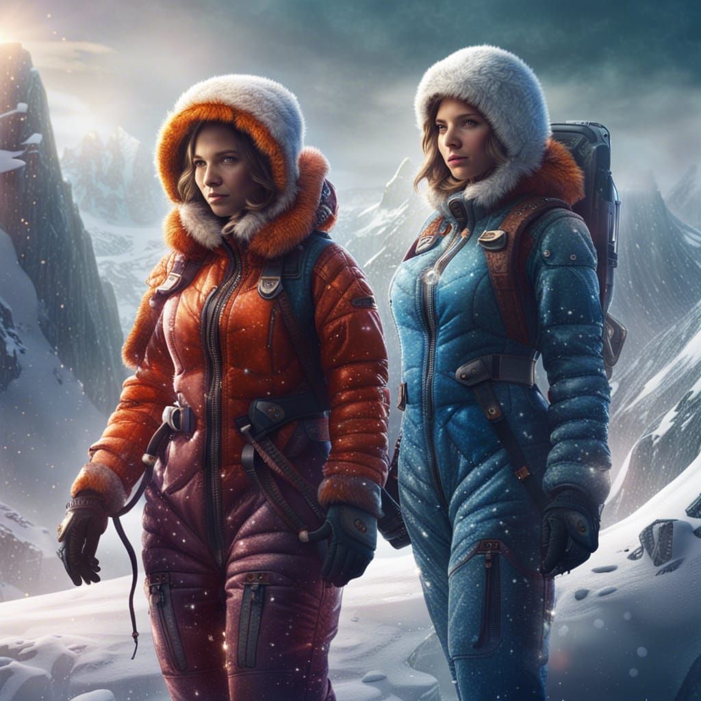 Women in Snowsuits: Detailed Matte Painting