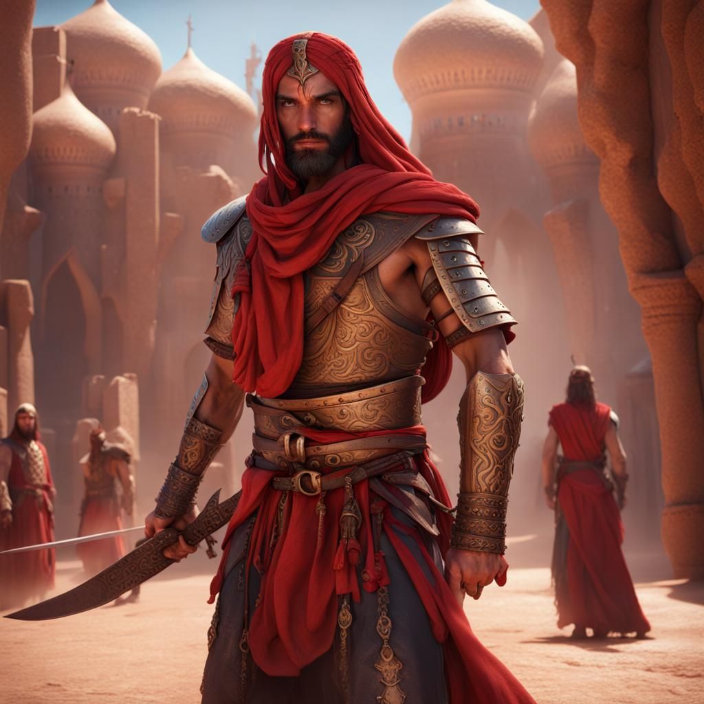 Fantasy Arabian Warrior with Red Hair