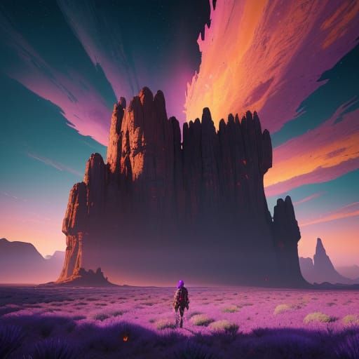 Surreal Sunset on an Alien World in Vibrant, Detailed Color