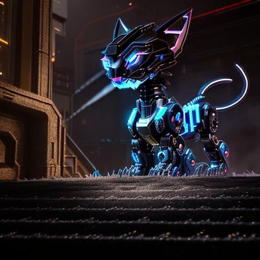 Cybernetic Six-Legged Panther Prowls Dark City