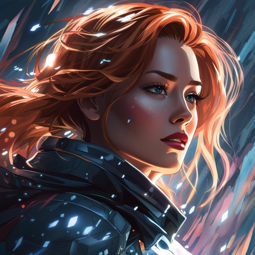 Ice Super Heroine Attacks Bystander in Comic Art Style