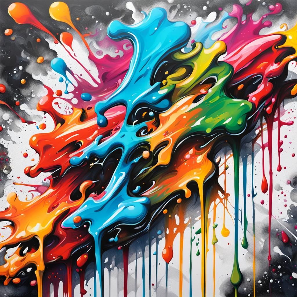 Colorful Polychromatic Graffiti Art in Splash Style