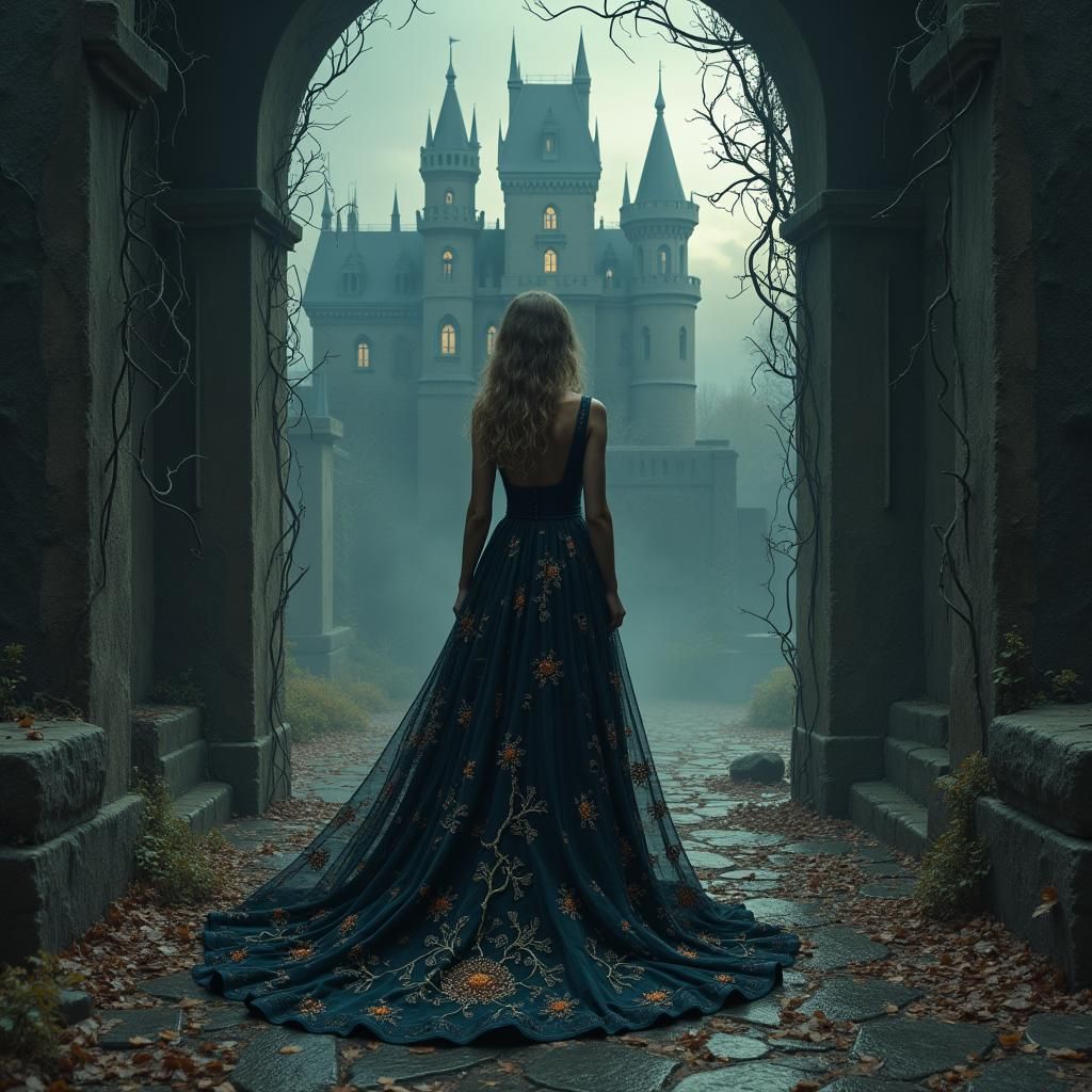 Dark Romance Book Cover with Etched Castle