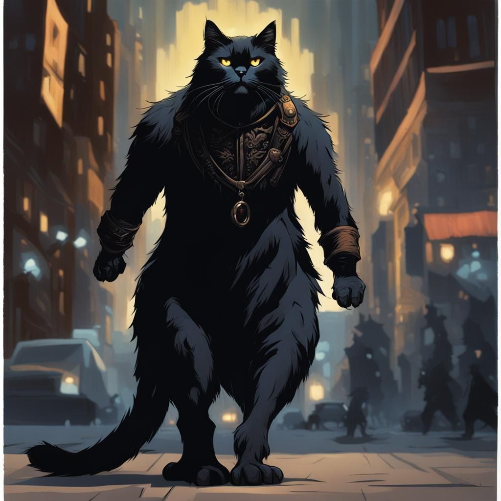 Enormous Demonic Ragdoll Cat Comic Book Art