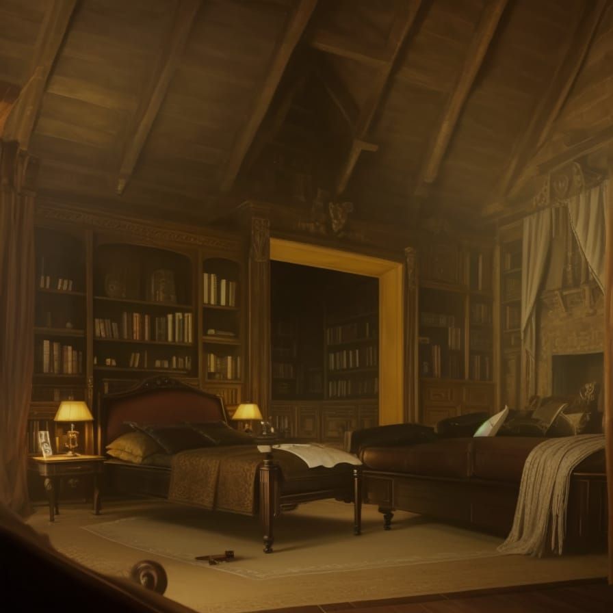 Leather Library Bedroom with Dog Toys