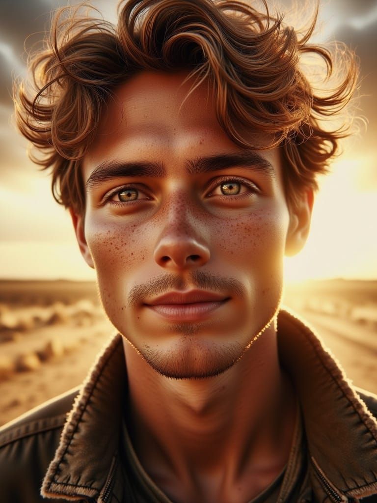 Radiant Young Man in Warm Sunlight
