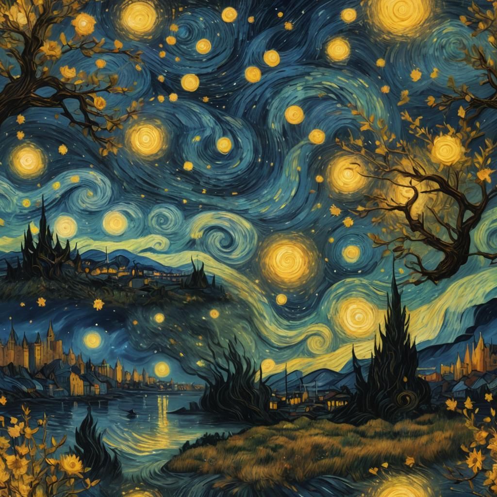 Starry Night Inspired Detailed Matte Painting