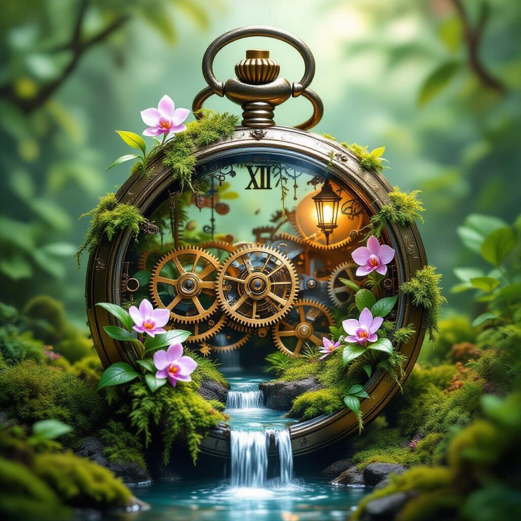 Jungle Thrives Inside Antique Pocket Watch