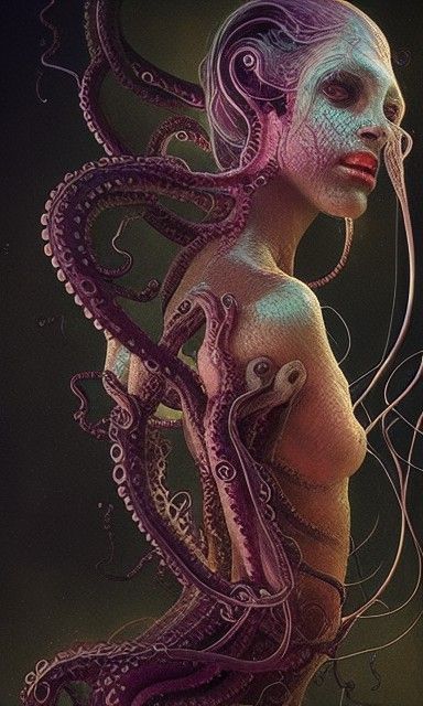 Veiled Eldritch Being of the Deep in Photorealistic Style