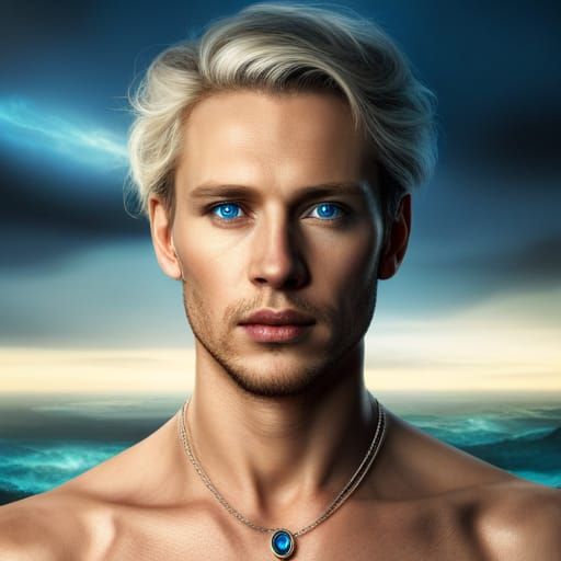 Blonde Man with Jewel Pendant, Fantasy Art
