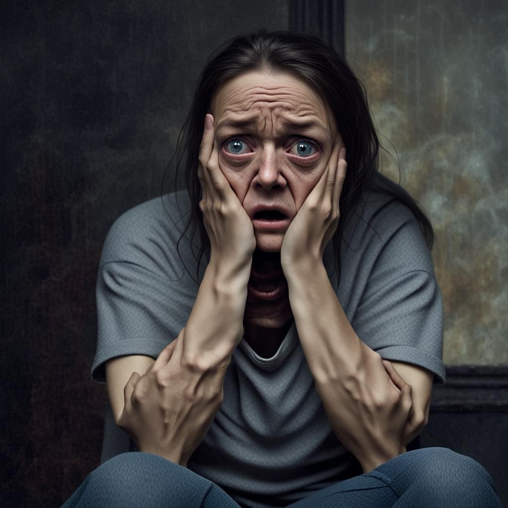 Realistic Image of a Person Reacting to Thunder