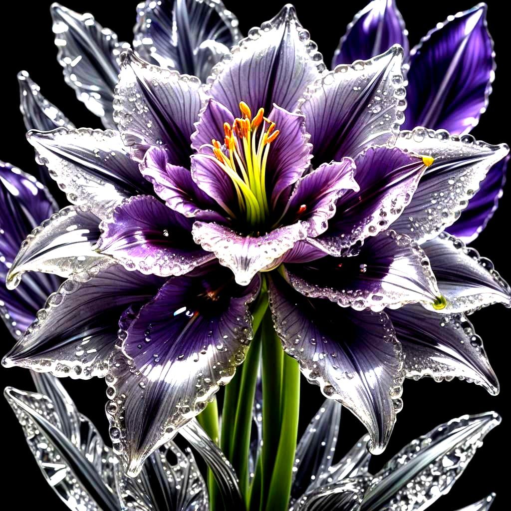Luxurious Amaryllis Bloom in Crystal and Diamond Glass