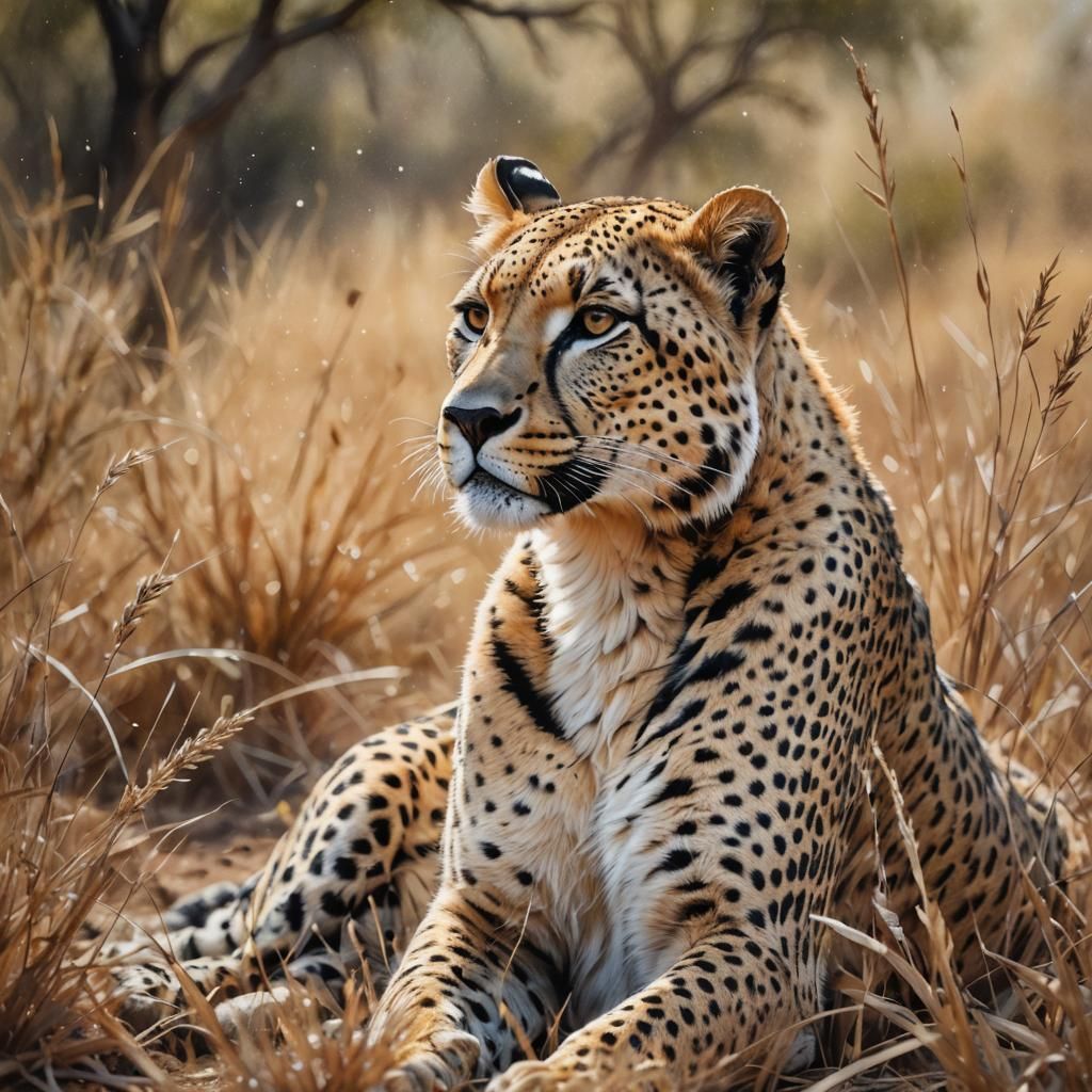 Savannah Cheetah Watercolor Splash Art