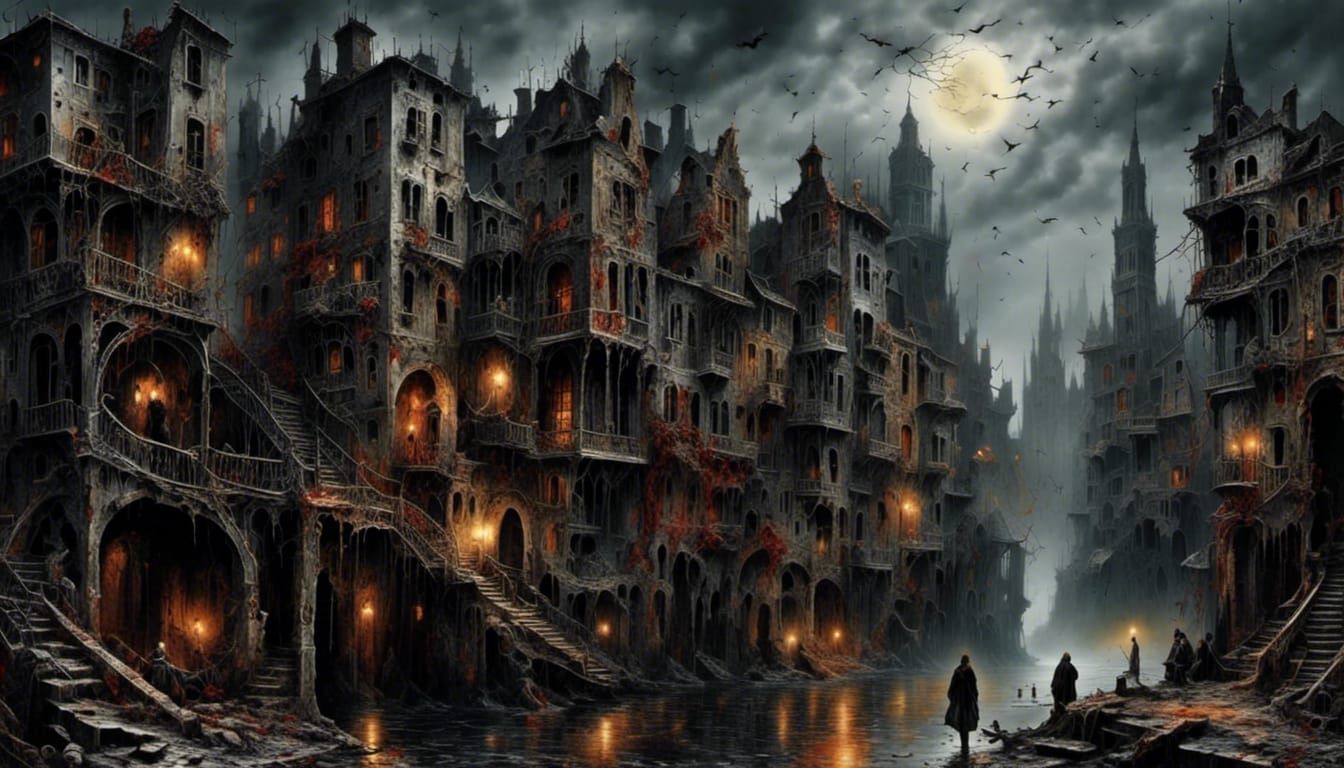 Dystopian Cityscape: Crumbling Decay in Empty Streets