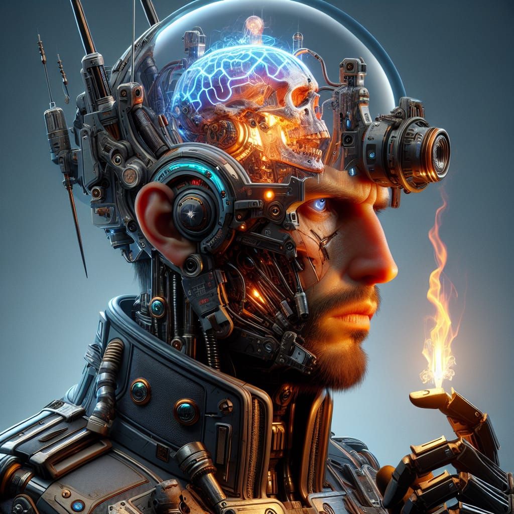 Futuristic Soldier Ignites Alien with Psychic Power