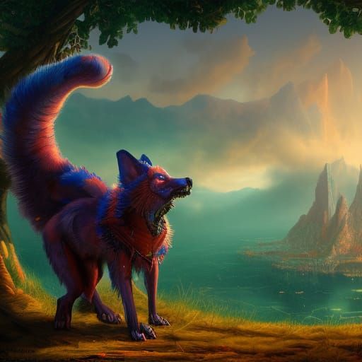 Detailed Fursona Concept Art in Deep Color