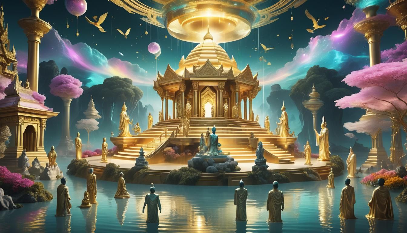 Floating Island Temple in Surreal Digital Art