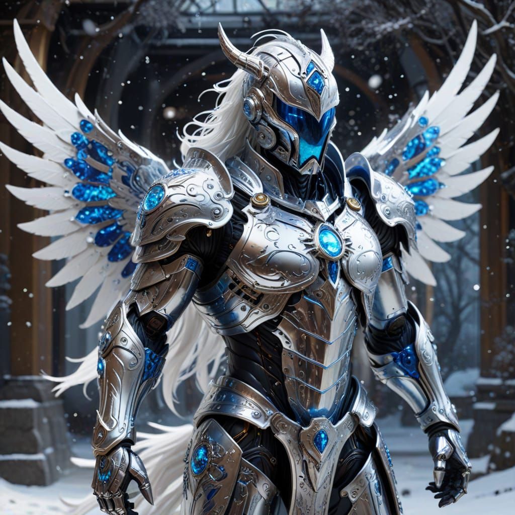 Majestic Silver Knight Rides into the Storm