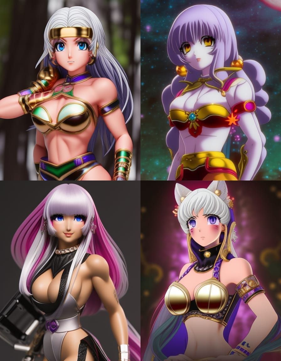 Anime Portrait of a Female Bodybuilder in Retro Style