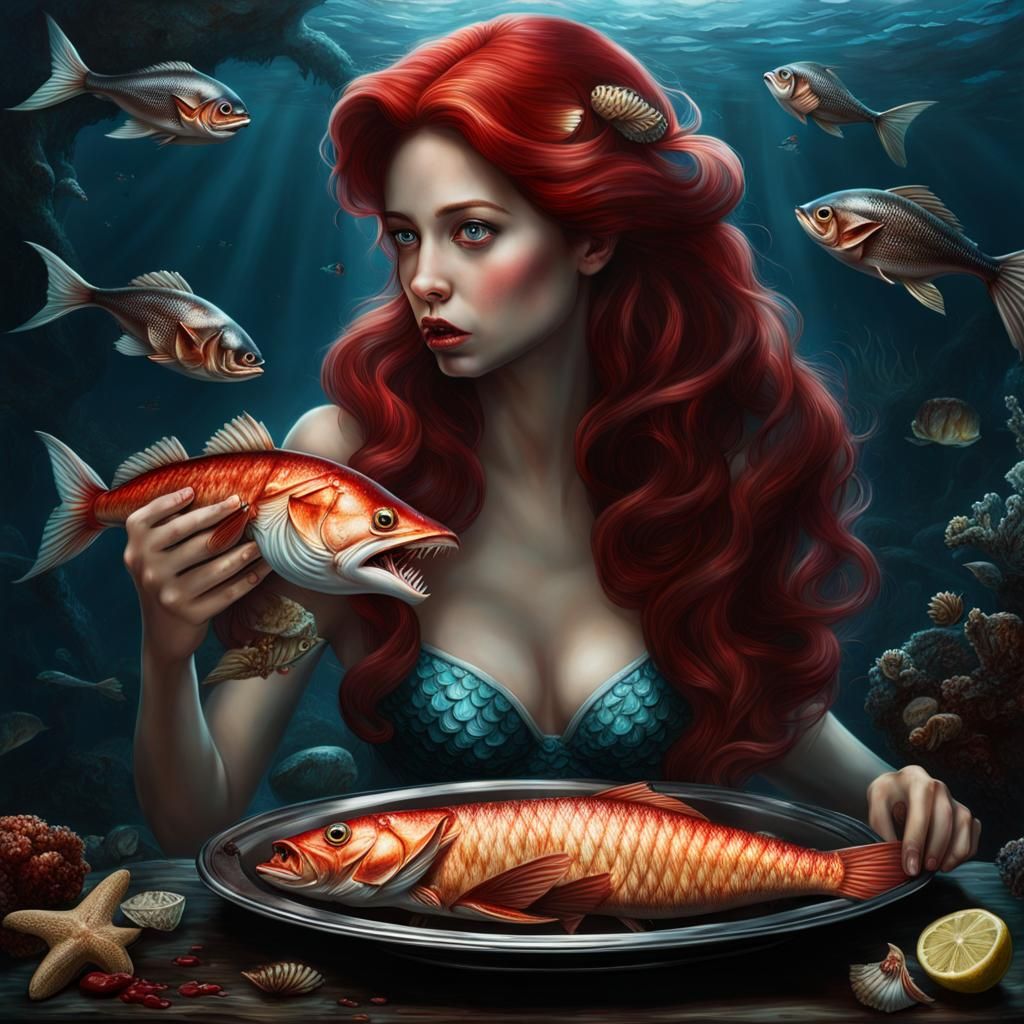 Ariel eating fish 😬