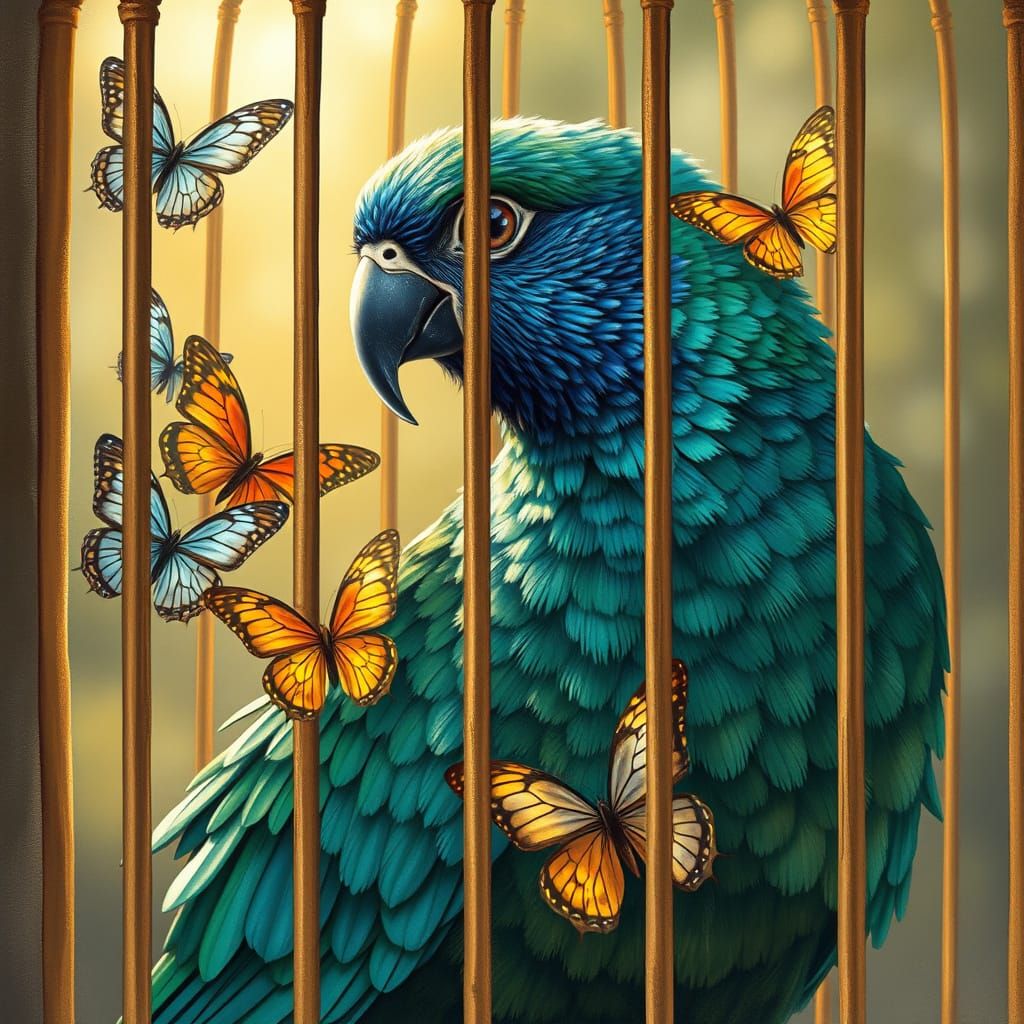 “The caged bird watches butterflies with envy.”

Kobayashi Issa