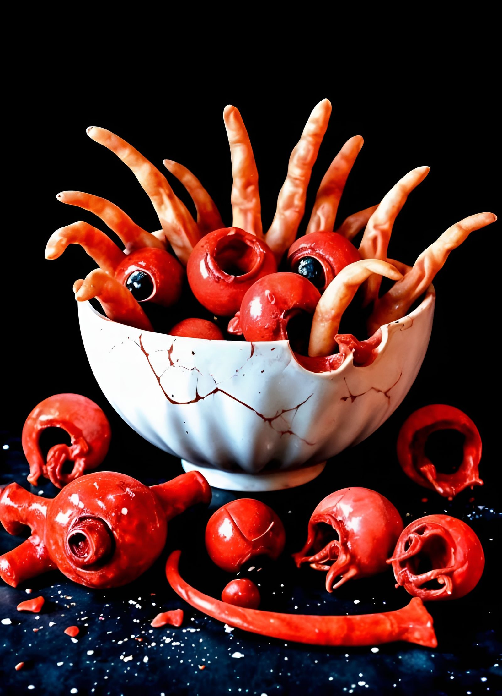 Macabre Halloween Candy Bowl with Severed Body Parts