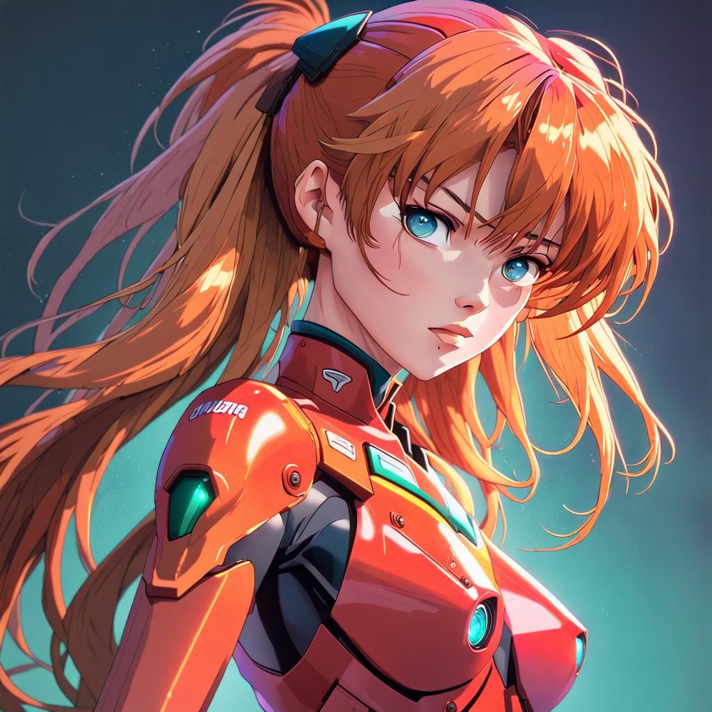 Asuka Langley Portrait in Dynamic Anime Style