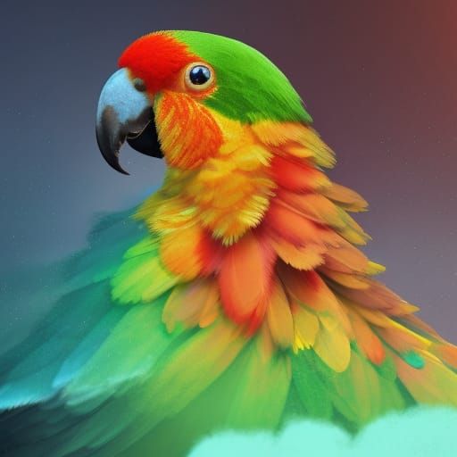 Mystical Sun Conure in Detailed Digital Painting