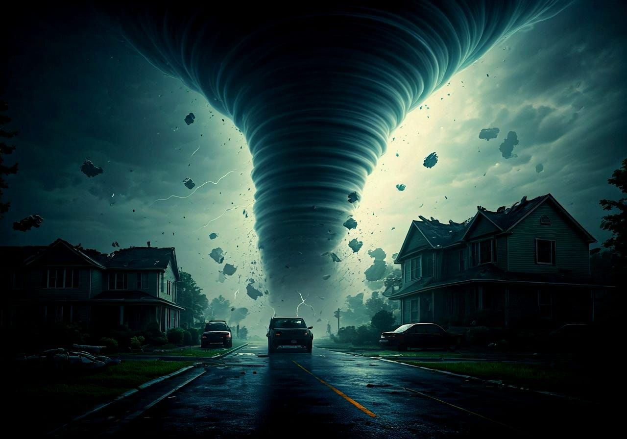 Tornado Destroys Neighborhood With Families Fleeing in Cars