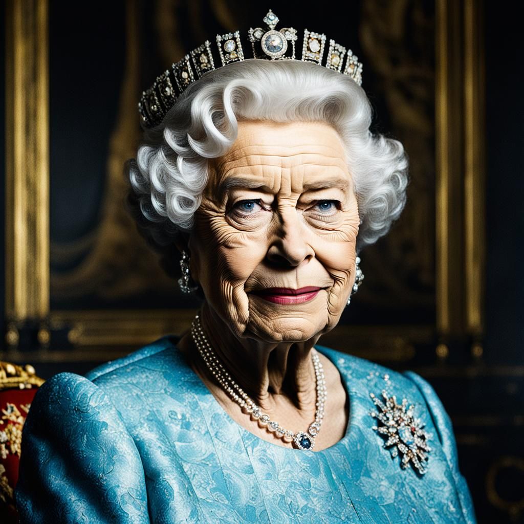 Queen Elizabeth II Portrait in Buckingham Palace