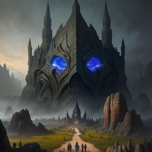 Town Inside Giant's Helm: Fantasy Concept Art