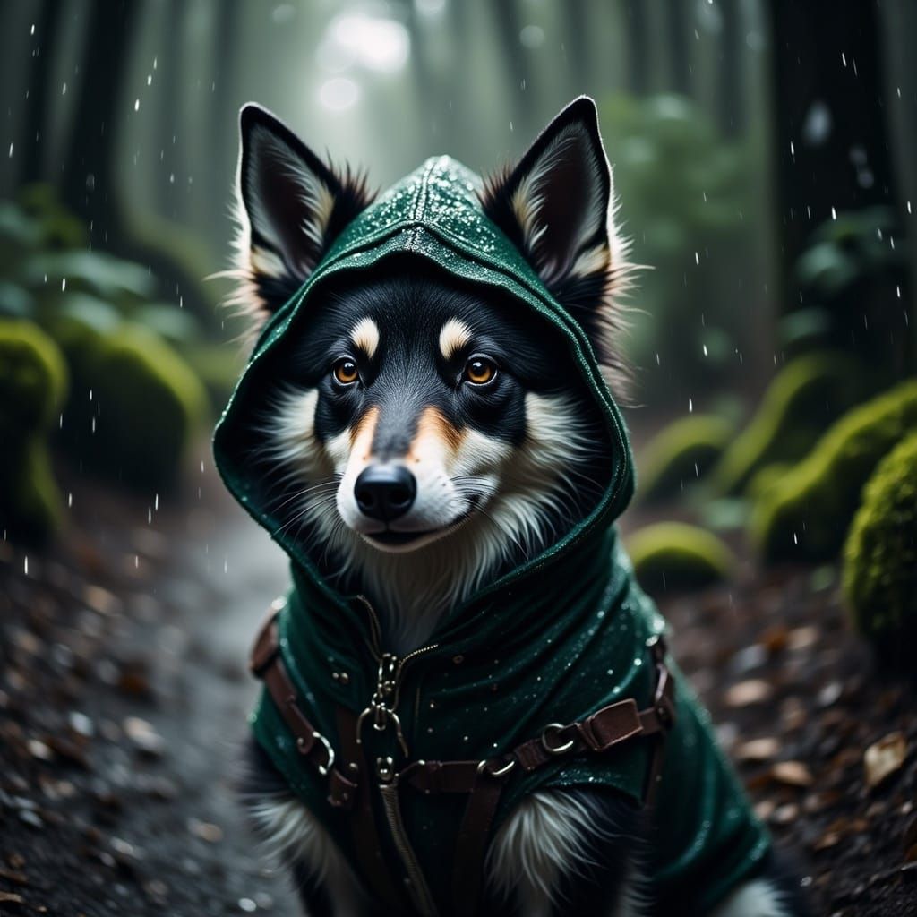 A Guardian Dog in the Rain, Captured with Motion Blur