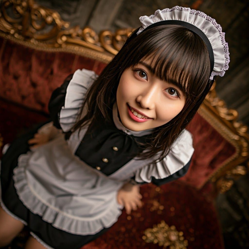 A Maid's Enchanting Smile Amidst Medieval Grandeur