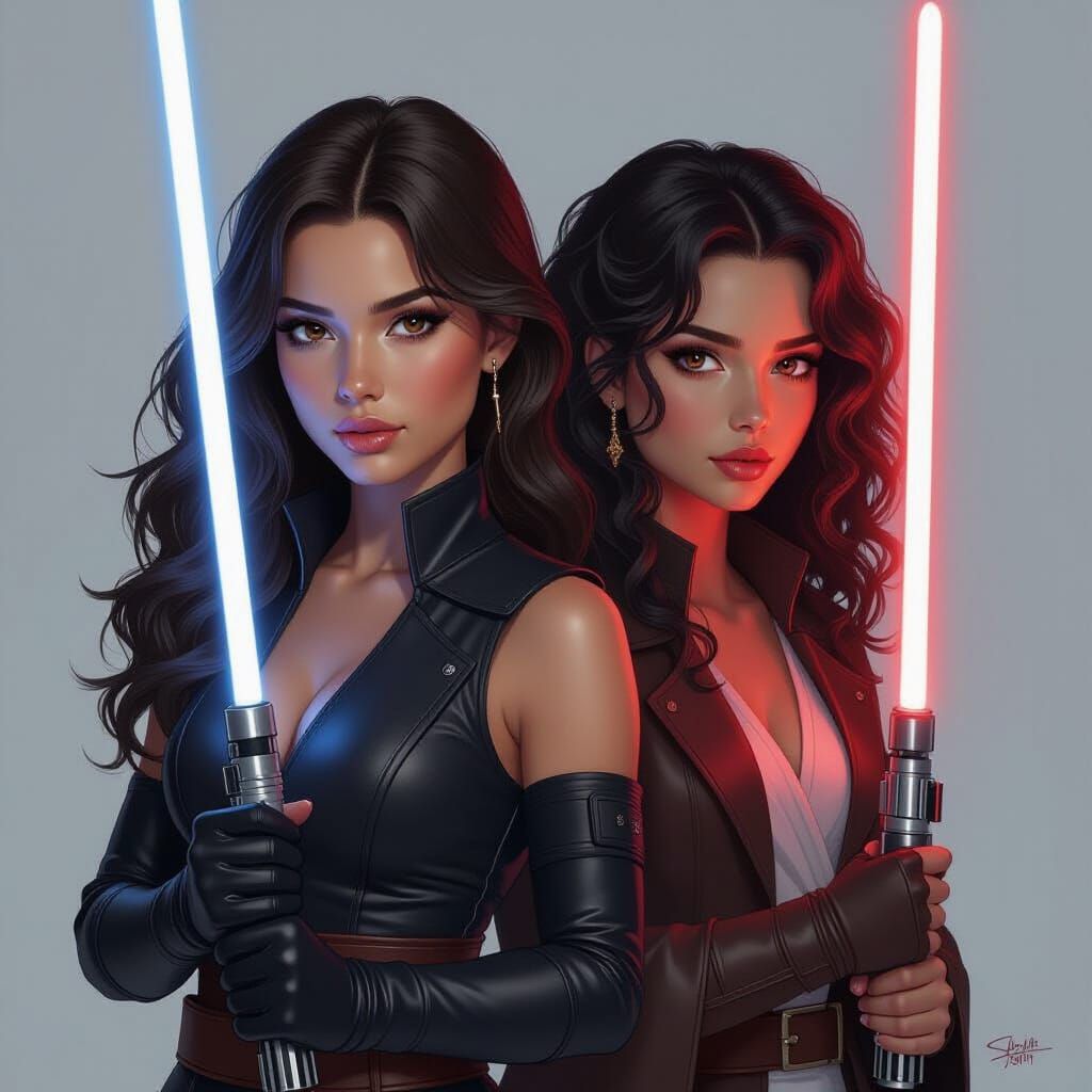 Lightsaber Girls in Dark Fantasy Style