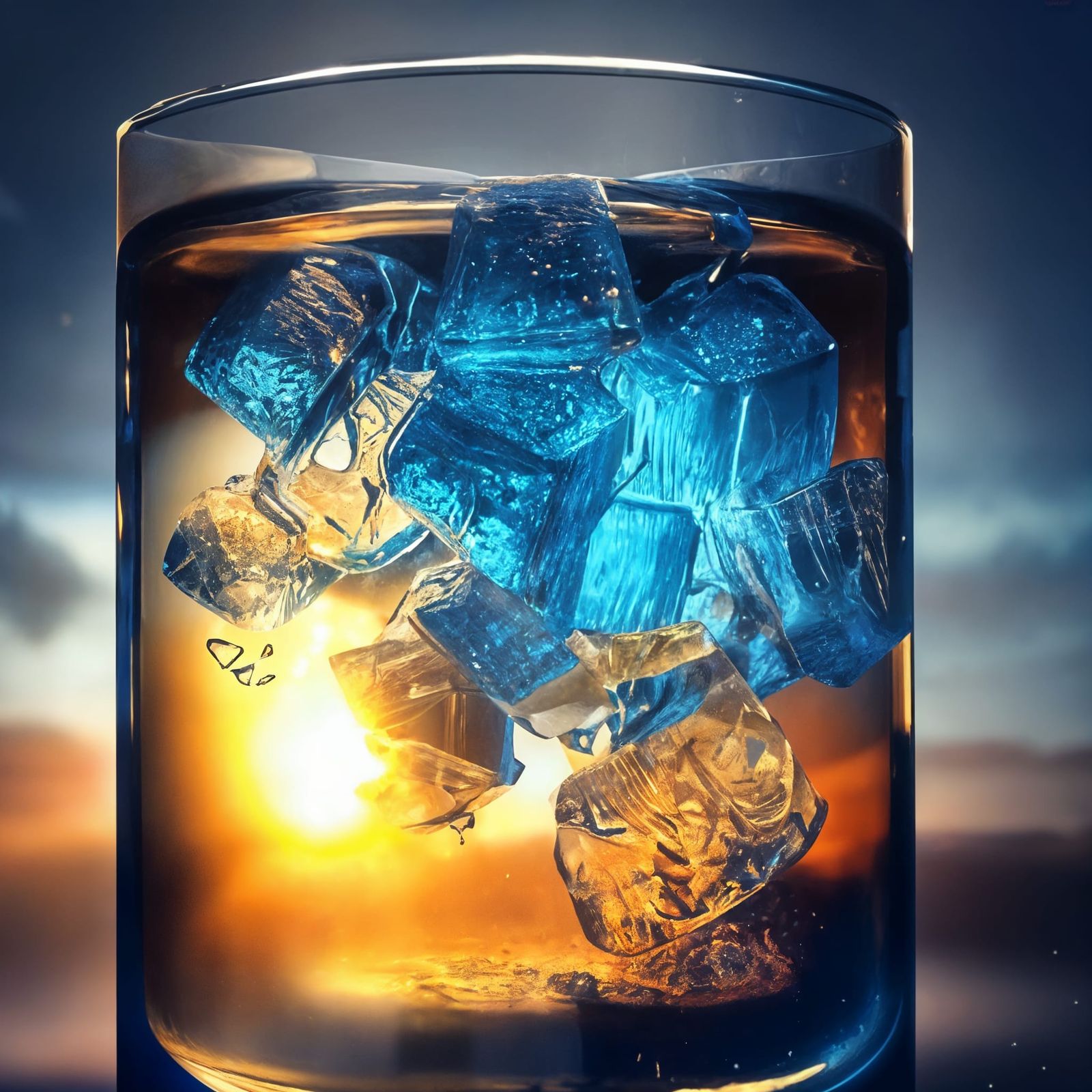 Epic Sunset Ice Cubes in Warm, Brilliant Light