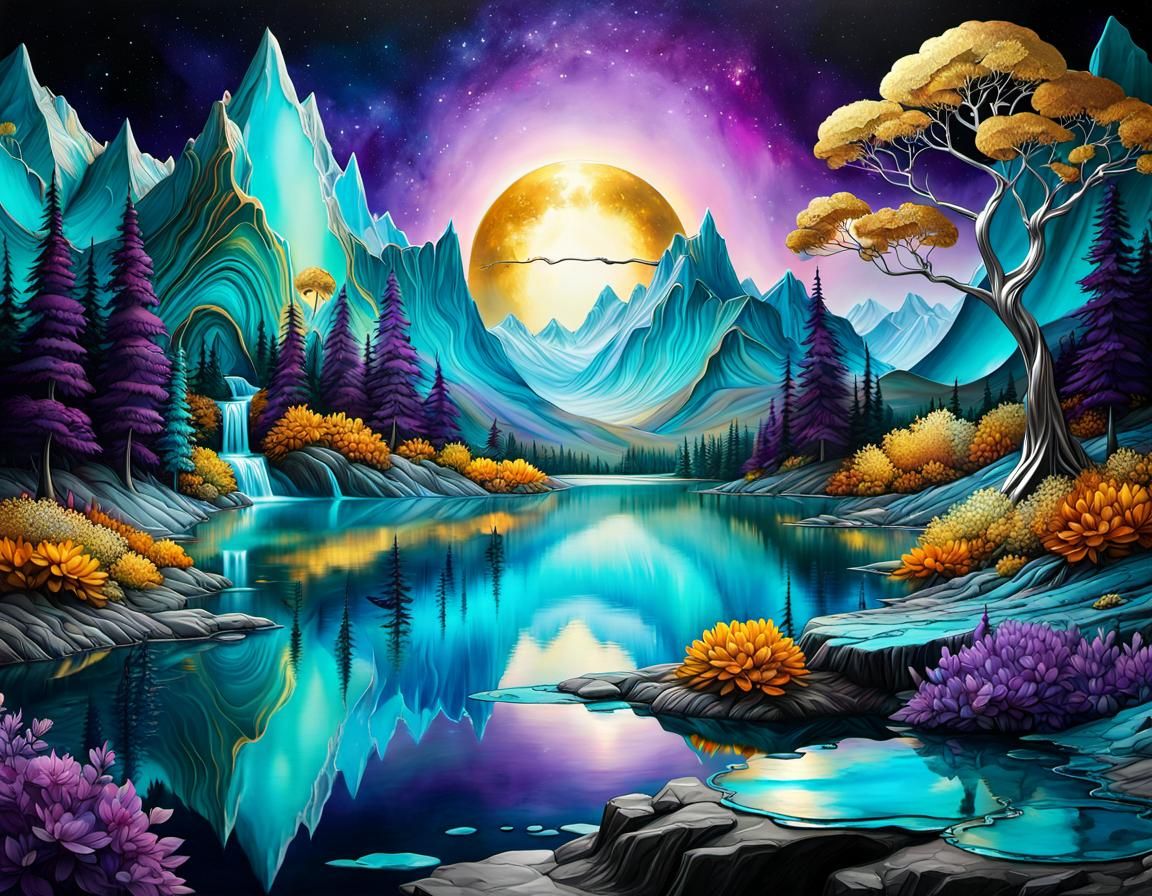 Vibrant Turquoise Landscape