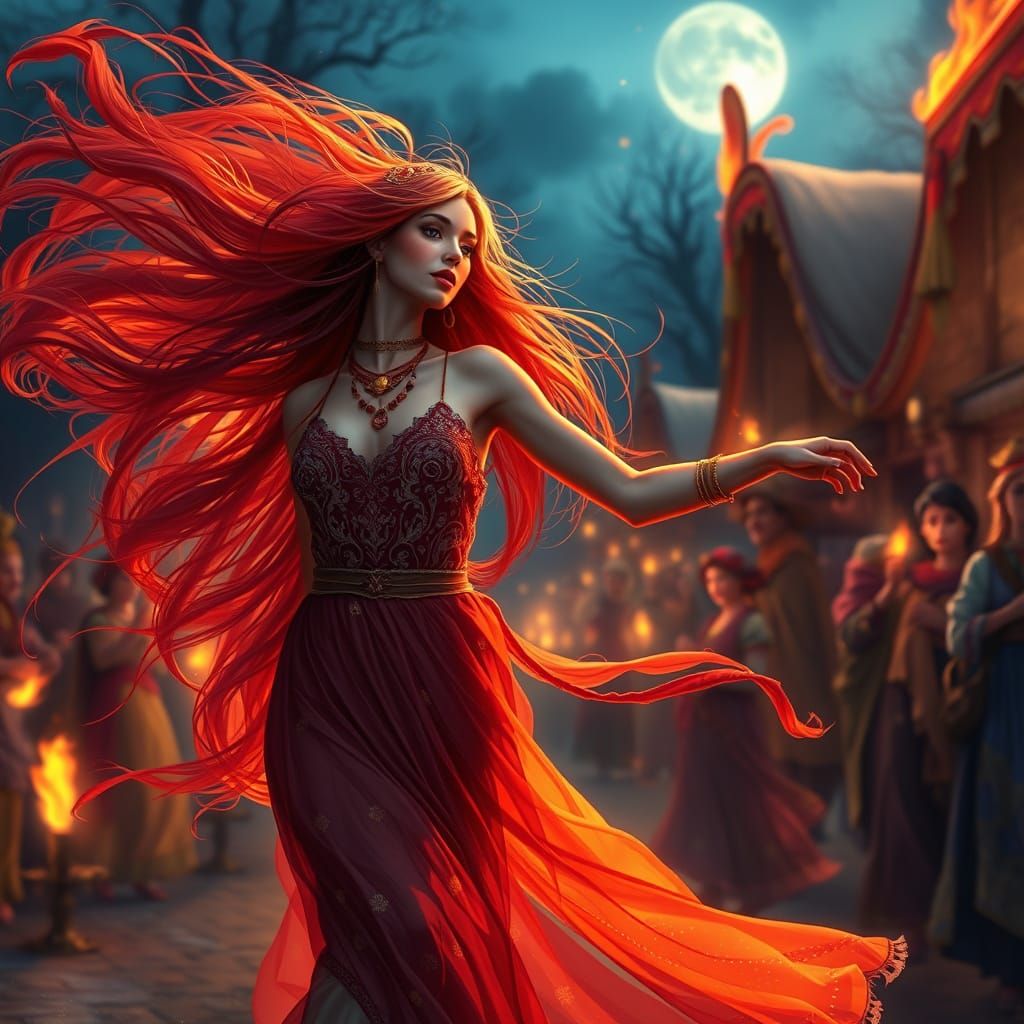 Exquisite Gypsy Dancer in Anime Style