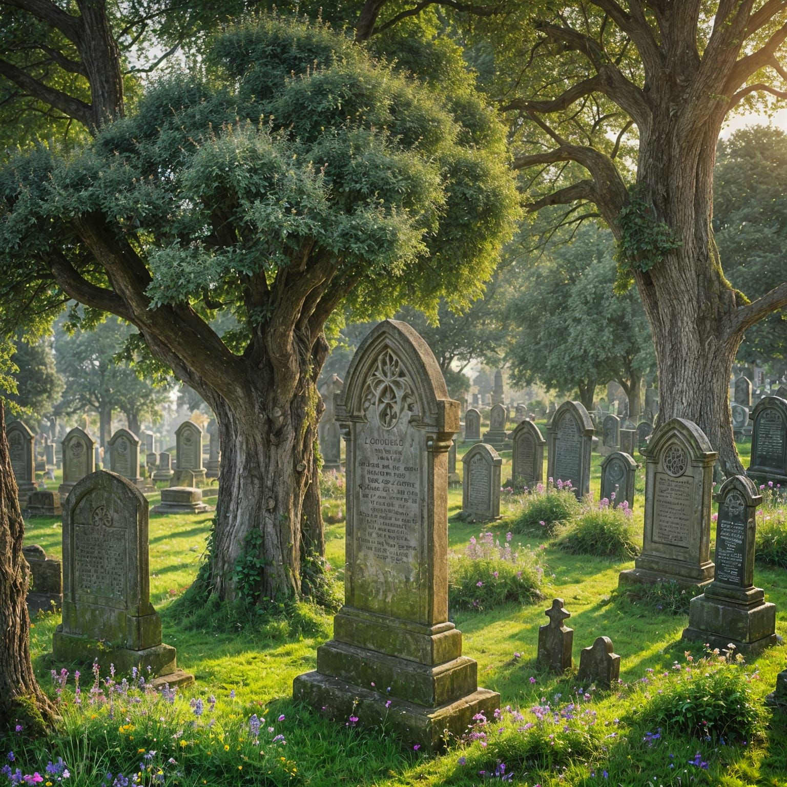 Dawn in a Beautiful Old English Churchyard