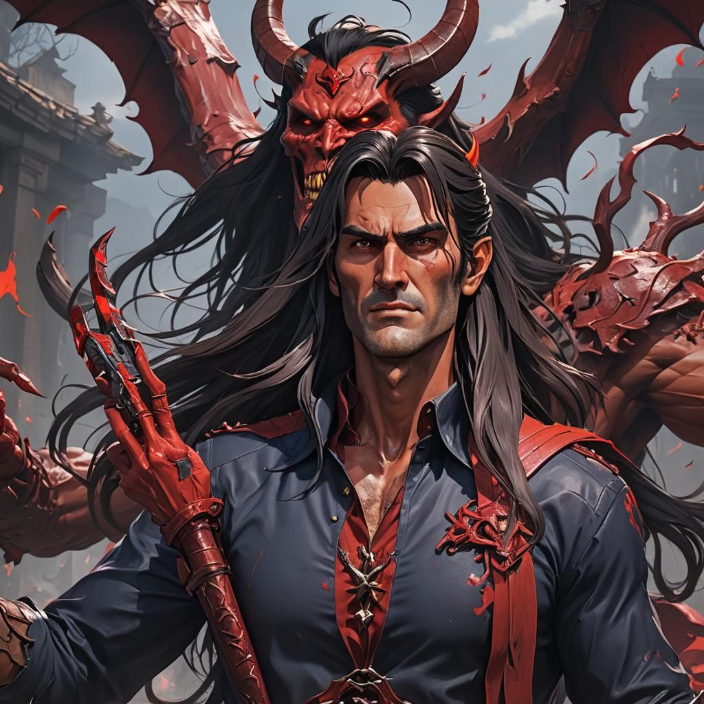 Ash Williams as Satan in 3D Anime Art