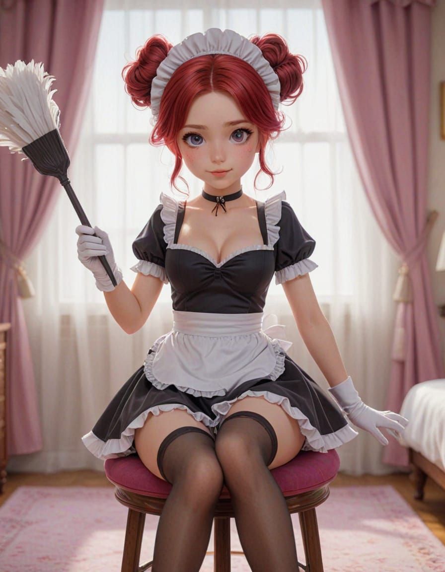 Menacing Maid Displays Duster in Luxury Penthouse