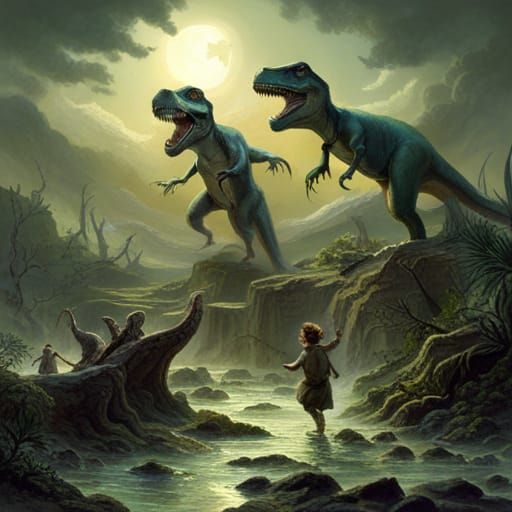 Dinosaurs Dancing: A Dark Engraving