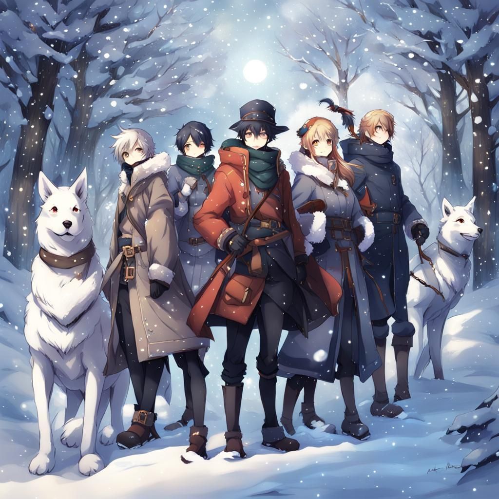 Anime Winter Wonderland Group Scene