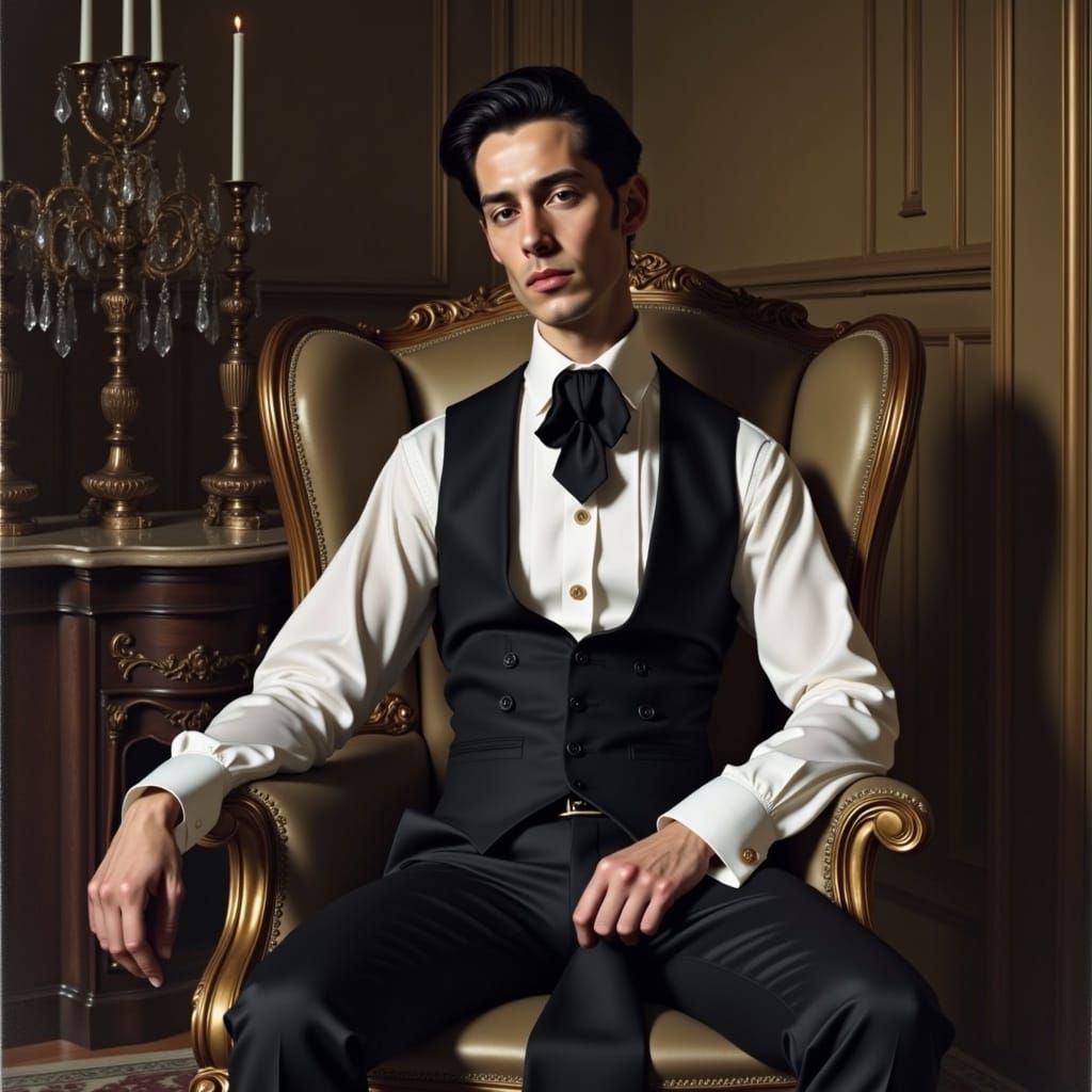 Elegant Young Man in Art Deco Style