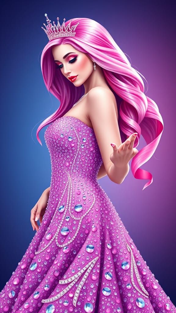 Stunning Portrait of a Diamond Adorned Woman in Profile