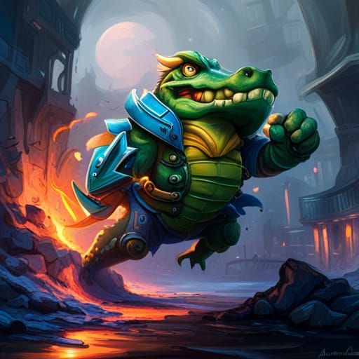 Muscular Croc Warrior in Graffiti Art Style