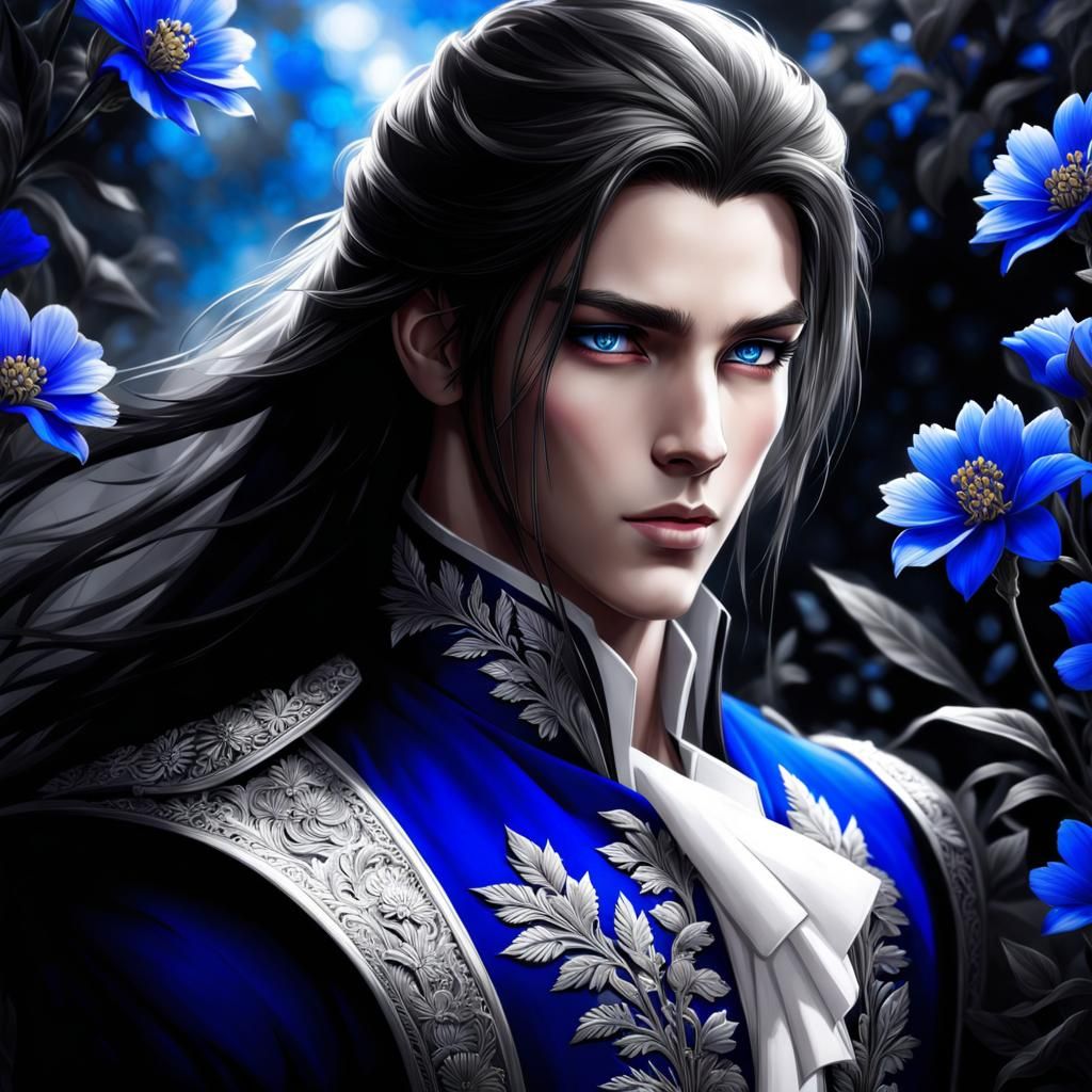 Handsome Prince Portrait with Cobalt Blue Eyes