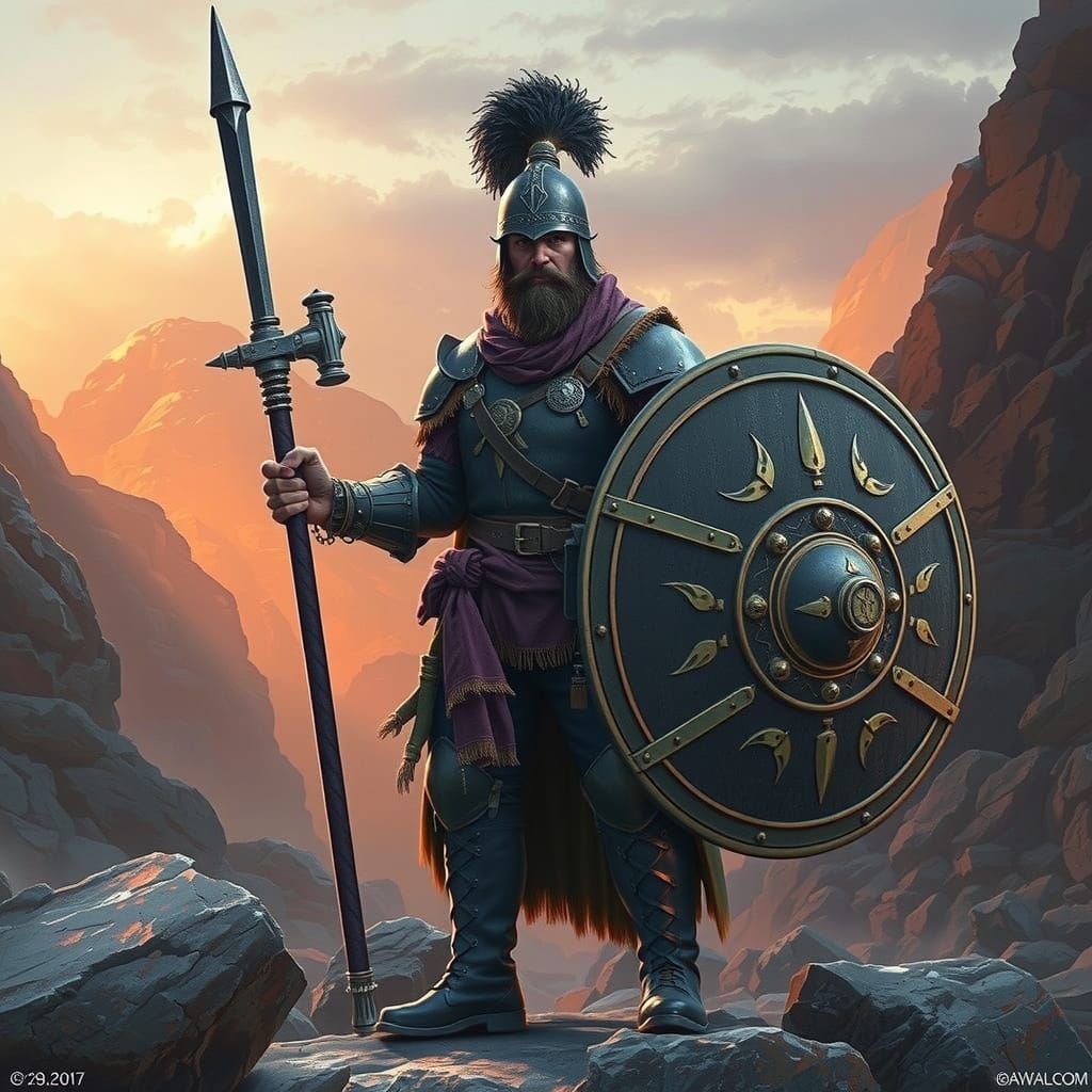 Dwarf Myrmidon in Underground Cavern, Dark Fantasy Art