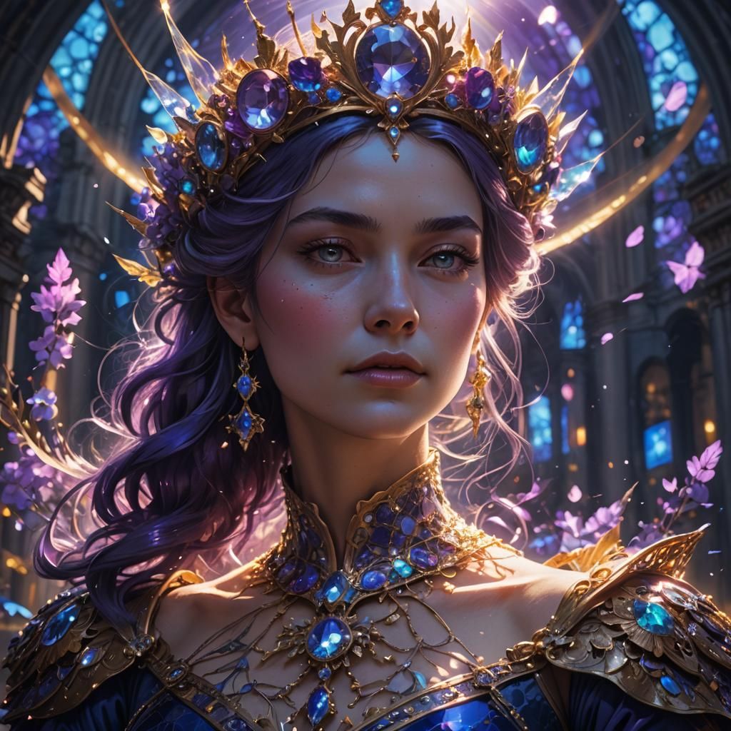 Glowing French Queen in Dark Fantasy Style